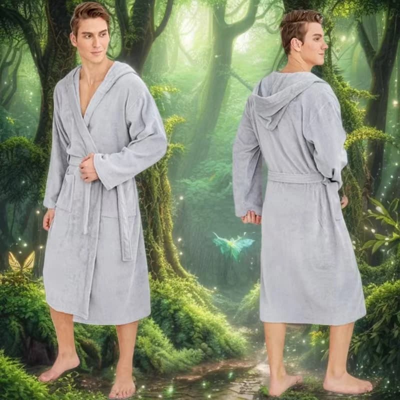 Men's bathrobe in flannel sponge mantle bathrobe bath robe beach towel outdoor sports soft bath towels with hood dress with winter pocket