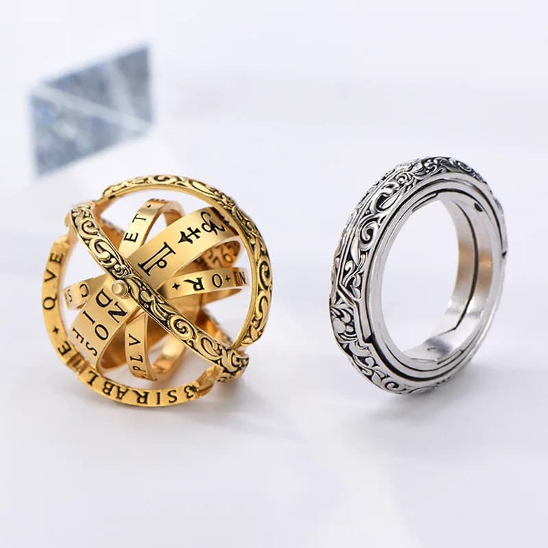 Anello spaziale vintage Fidget pieghevole rotante unisex coppia gioielli giocattolo antistress accessorio spinner a tema galassia
