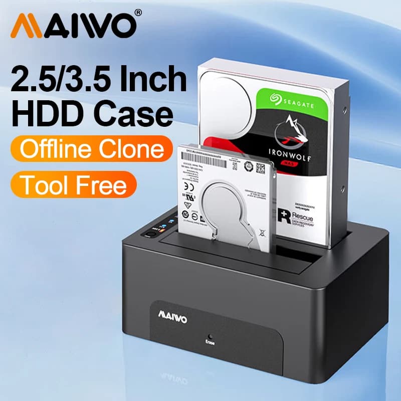 MAIWO HDD Docking Station SATA a USB 3.0 adattatore per 2.5/3.5 pollici SSD Disk Case HDD Box Dock Hard Drive Enclosure con Clone