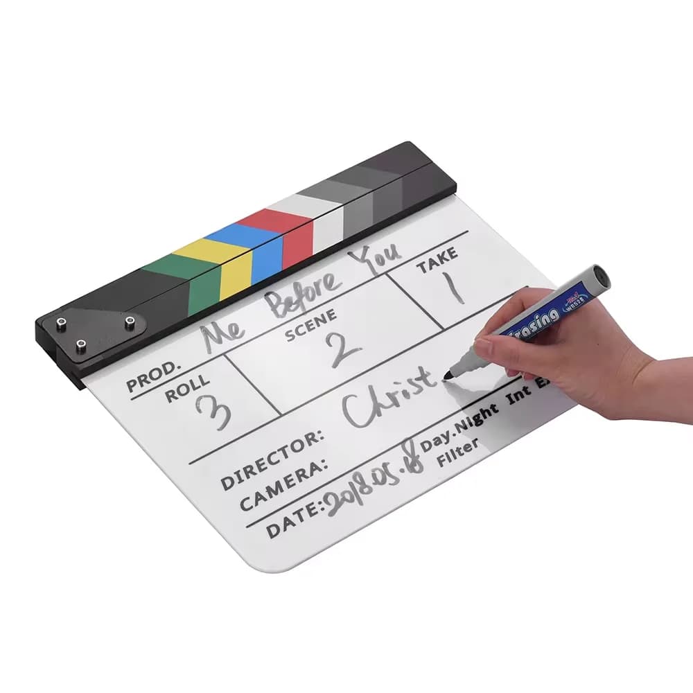 Director Scene Video Clapboard Acrylic Colorful Clapper Board for TV Film Action Slate Clap Handmade Cut Prop