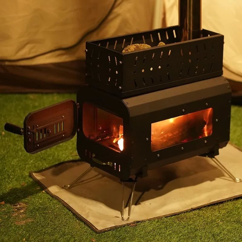 Portable sauna room for camping and hiking with fireplace along Reusable wood stove Wood stove for steam sauna