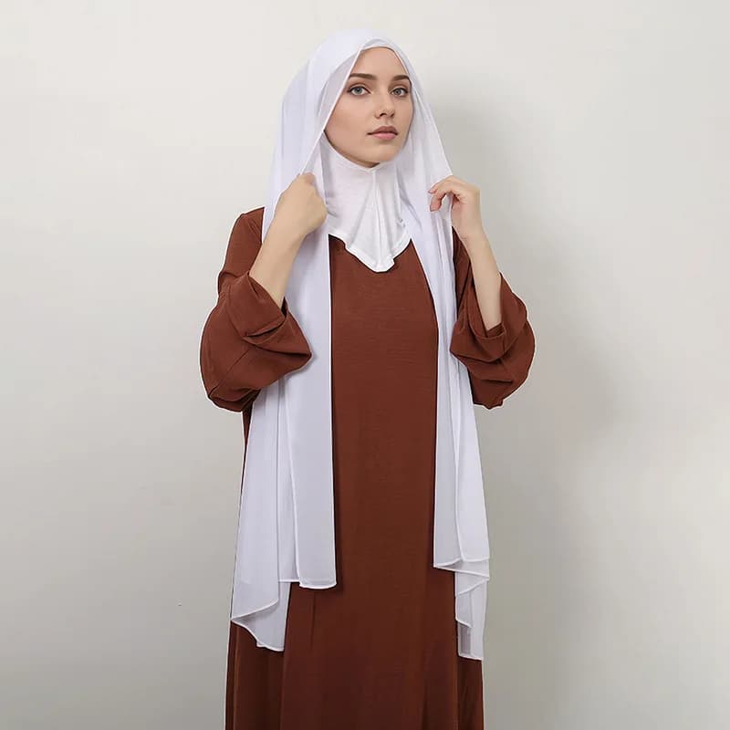Long neck hat combination with chiffon scarf, ethnic scarf, soft and breathable