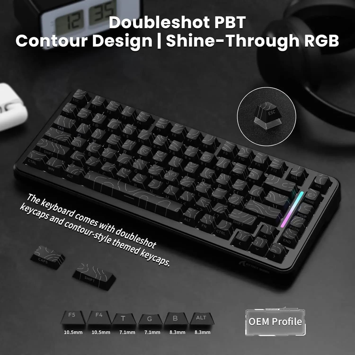 ATTACK SHARK X82 PRO HE Tastiera da gioco meccanica RGB con trigger rapido wireless con attuazione regolabile, 2,4G/cablato/BT, pollame 8K