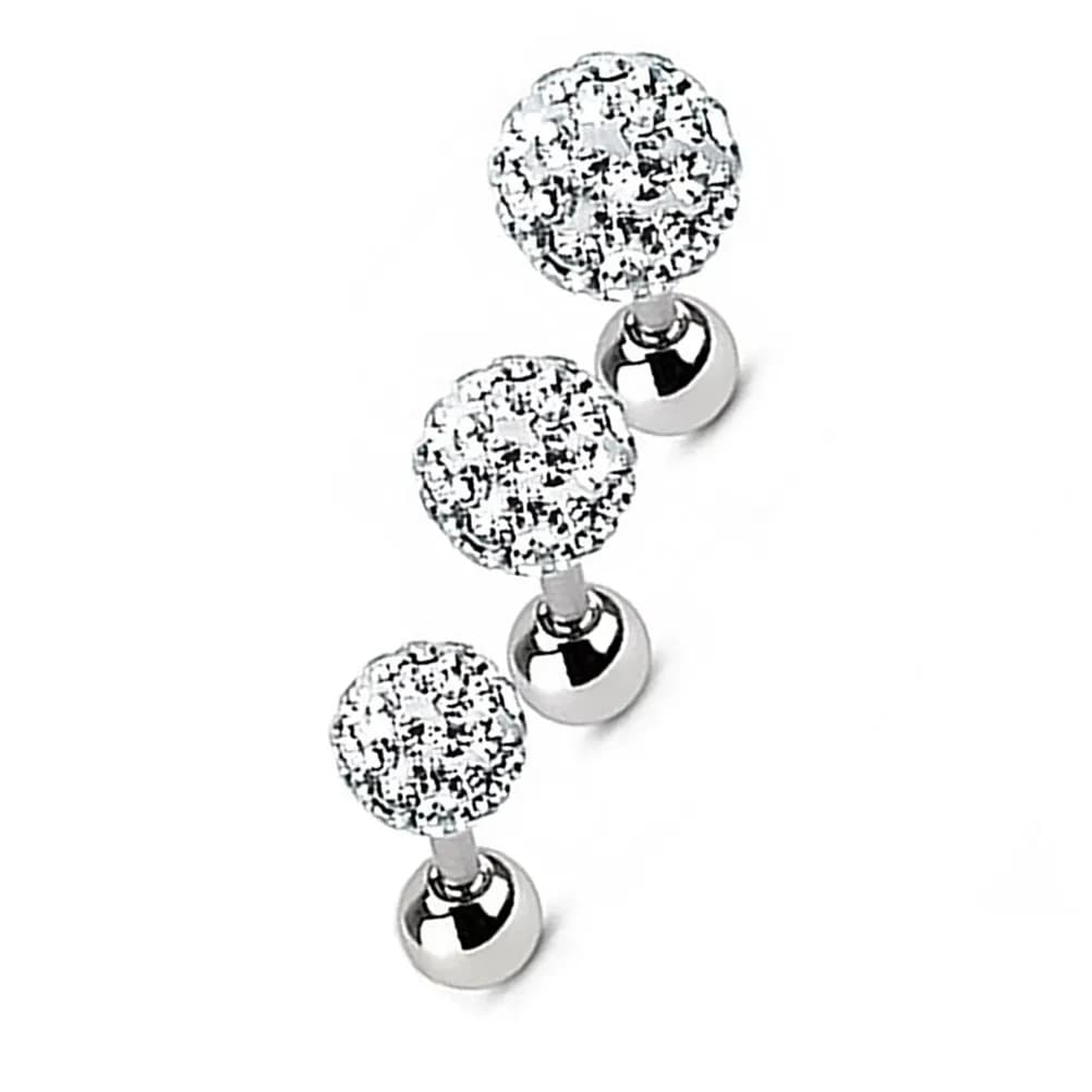 Set di 3 Orecchini a Perno in Acciaio Inox con Strass, Gioielli Unisex alla Moda con Sfere di Cristallo, Design Elegante per Uomini e Donne