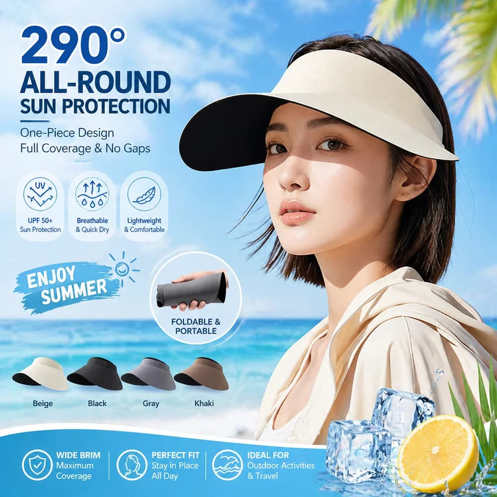 Cappello da sole da donna con visiera larga, protezione UV, copertura a 290 gradi, pieghevole, traspirante, cappello estivo da spiaggia, da viaggio, regalo