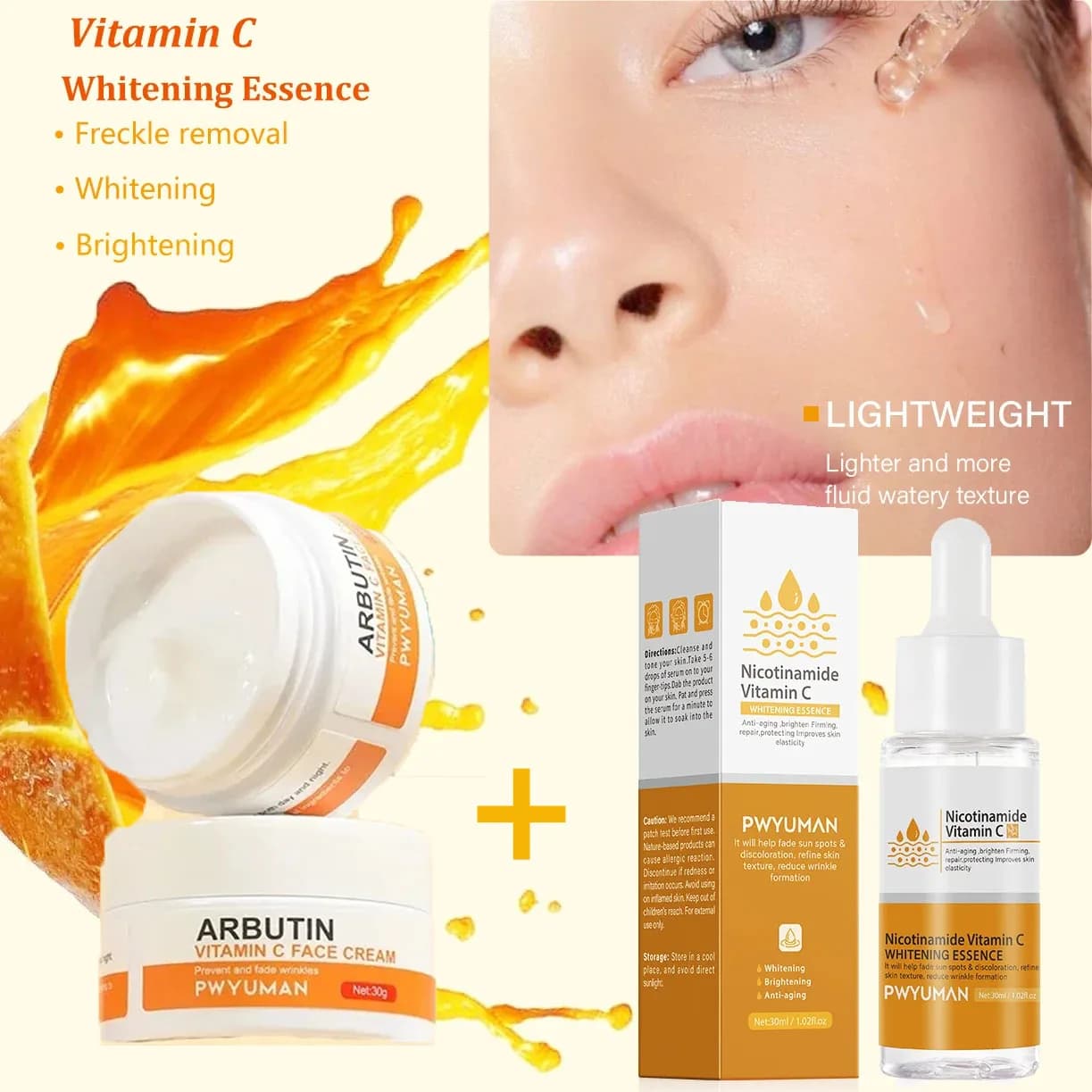 Whitening cream for vitamin C freckles Nicotinamide Remove melasma Dissolvency Dark Macchia Melanina Illumina il serum face Skin care products