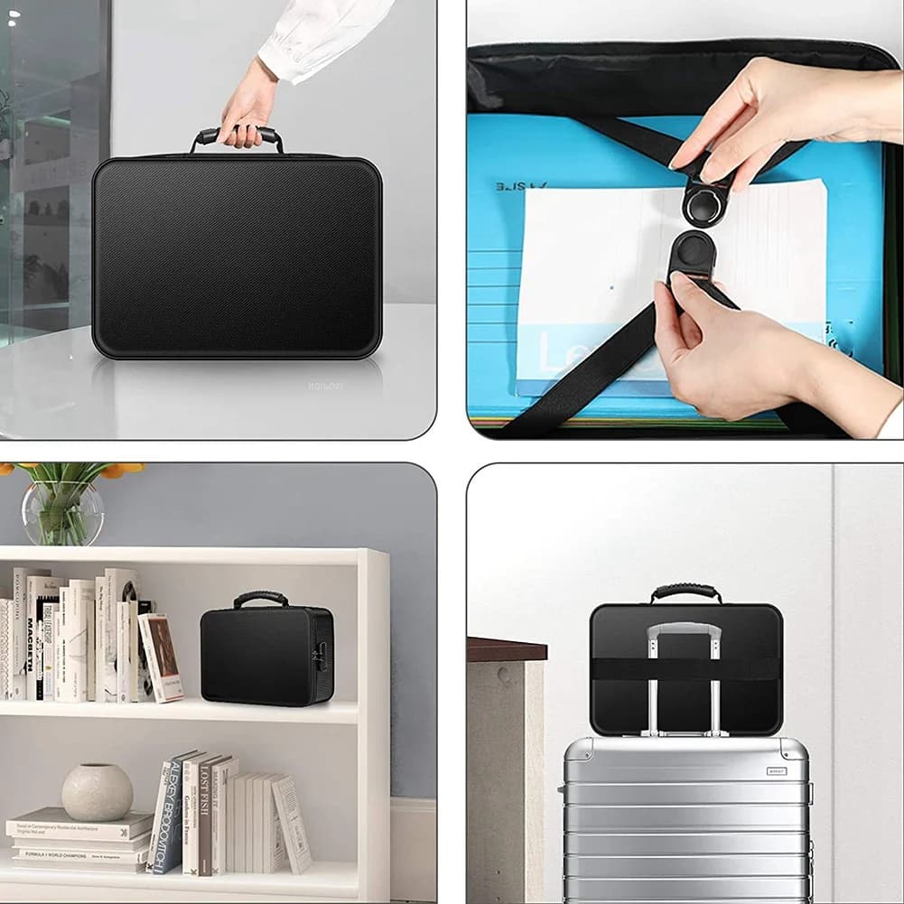 Borsa organizer 2X Borsa per documenti ignifuga con serratura Supporto per scatola di archiviazione portatile per passaporto di documenti