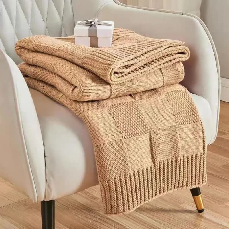 Coperta Boho Spessa Lavorata a Maglia Multiuso per Campeggio, Neonati, Divano, Aria Condizionata, Morbida, Calda, Lavabile in Lavatrice