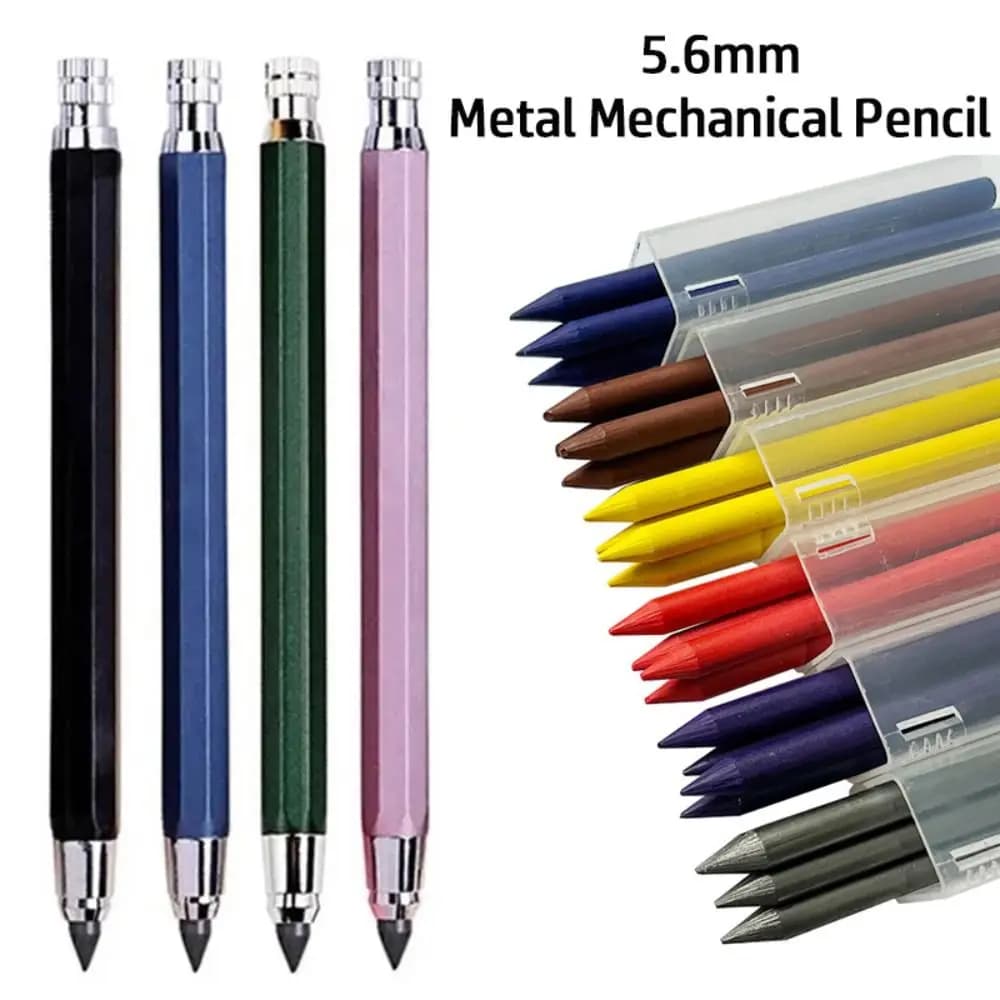 5.6mm Mechanical Pencil Metal 2B/4B/6B/8B Pencil Refill Propelling Pencil Sketch Comics Design Drawing Writing Tool