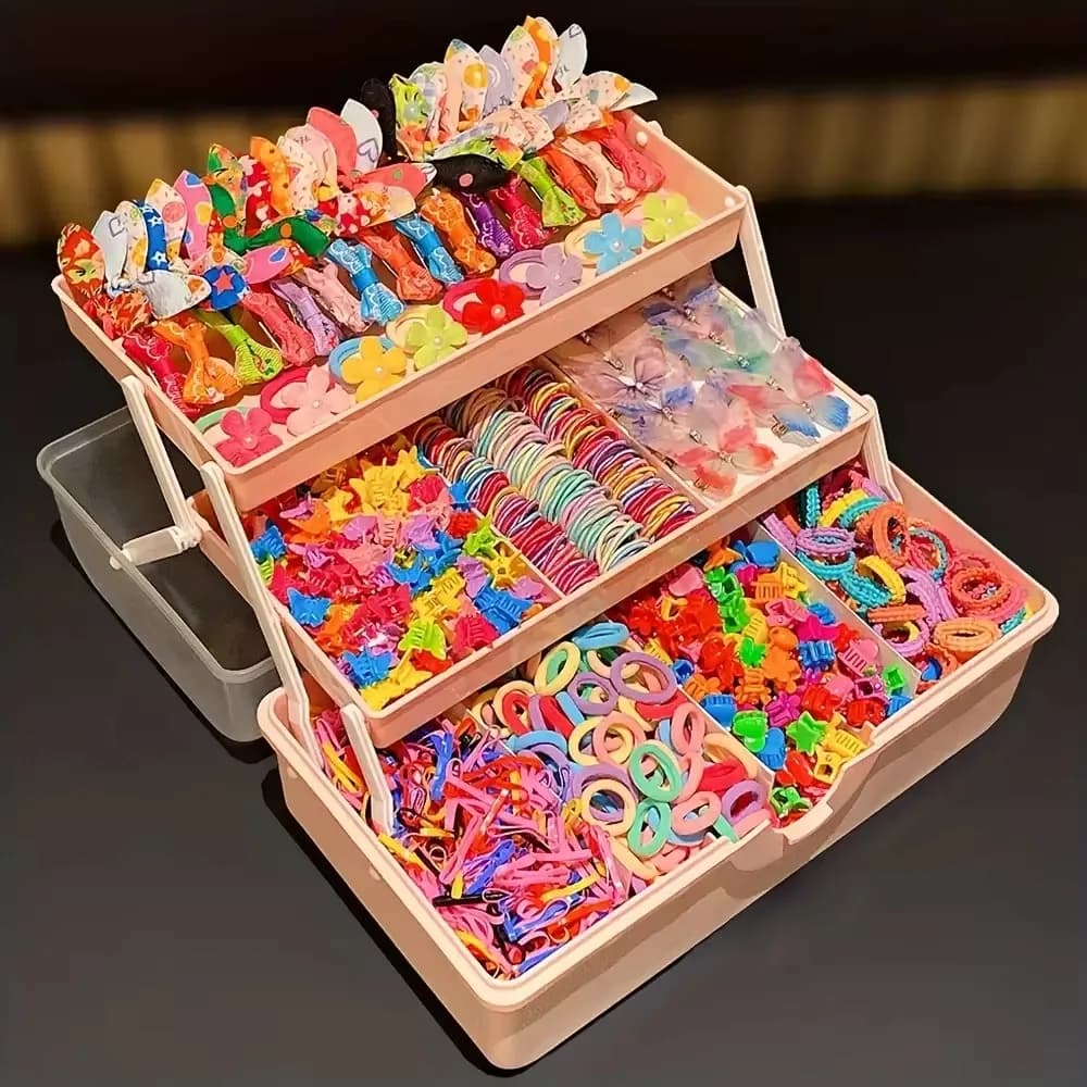 555 Pieces Suitable for Girls’ Everyday Outfits, a Festive Hair Accessory Set for Outdoor Travel.