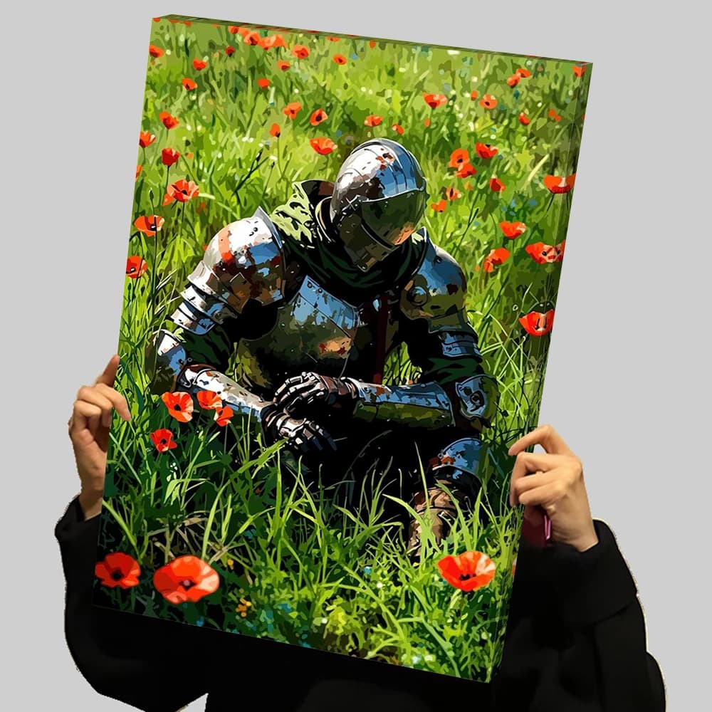 Knight in Poppy Field Prints Poster Custom Canvas Painting Wall Art Room Decorations Modern Home Decoration Aesthetic Wand Deko
