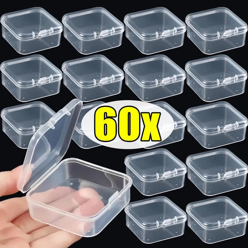 60/6PCS Mini Scatola di Immagazzinaggio di Plastica Trasparente Scatola di Immagazzinaggio di Gioielli Contenitore Portatile Orecchino Anello Tappi Per Le Orecchie Imballaggio di Stoccaggio 2042