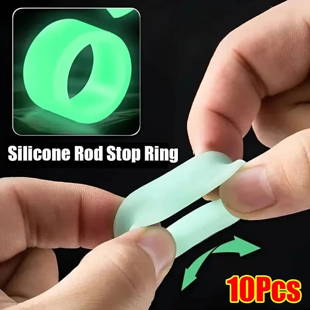 10 pezzi durevole canna da pesca in silicone cerchio antiscivolo luminoso che assorbe il sudore maniglia avvolgimento cintura asta anello di arresto O-ring