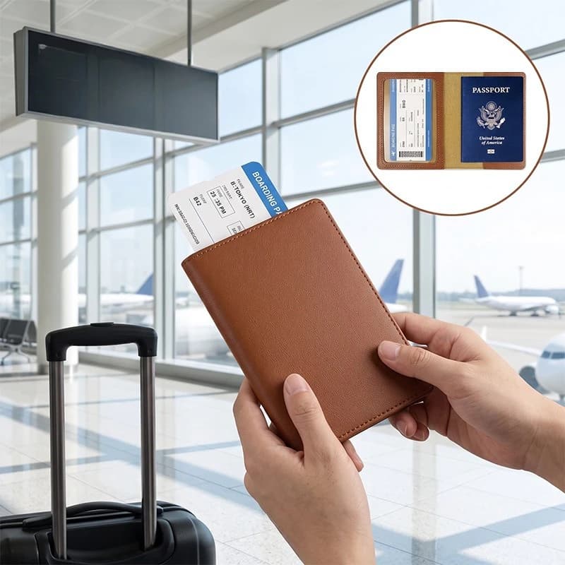 New PU Leather Passport Case Holder Travel Document Cover for Women Men