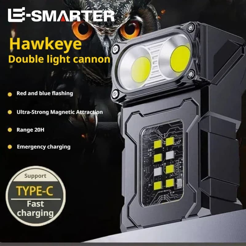 Lampada da Lavoro LED Magnetica Portatile Ricaricabile, Mini Torcia Multifunzione per Campeggio, Emergenze e Riparazioni Auto con Luce Laterale COB