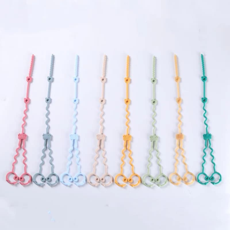 Catena per ciuccio in silicone per bambini Catena per ciuccio per bambini per uso alimentare Catena per prevenzione perdita di ciuccio per giocattoli Cordino per ciuccio in silicone