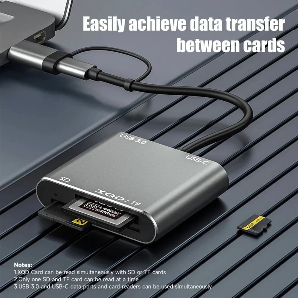 [ABPO] Nuovo lettore di schede di memoria USB 3.0 5 In1 Adattatore per lettore di schede da USB-C a TF SD XQD per IPhone 15 Pro/Max MacBook Pro/Air 2023