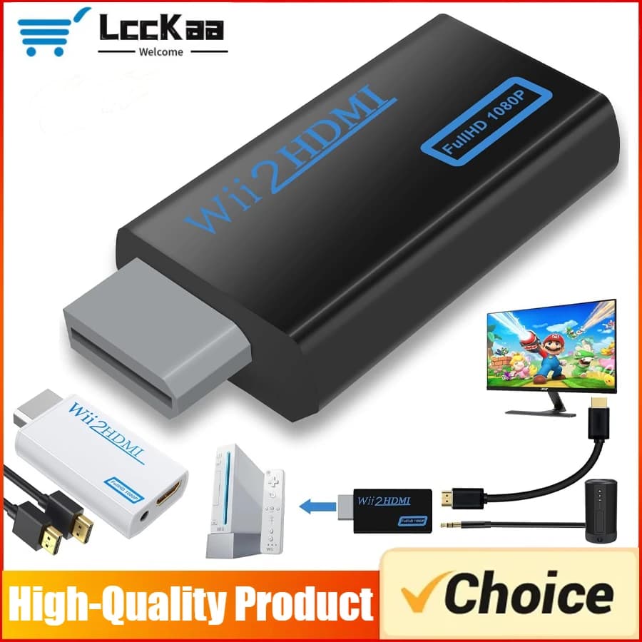 Converter Compatible with Wii to HDMI Adapter Full HD 1080P Audio 3.5 mm video for HDTV monitor for PC Compatible with Wii2HDMI