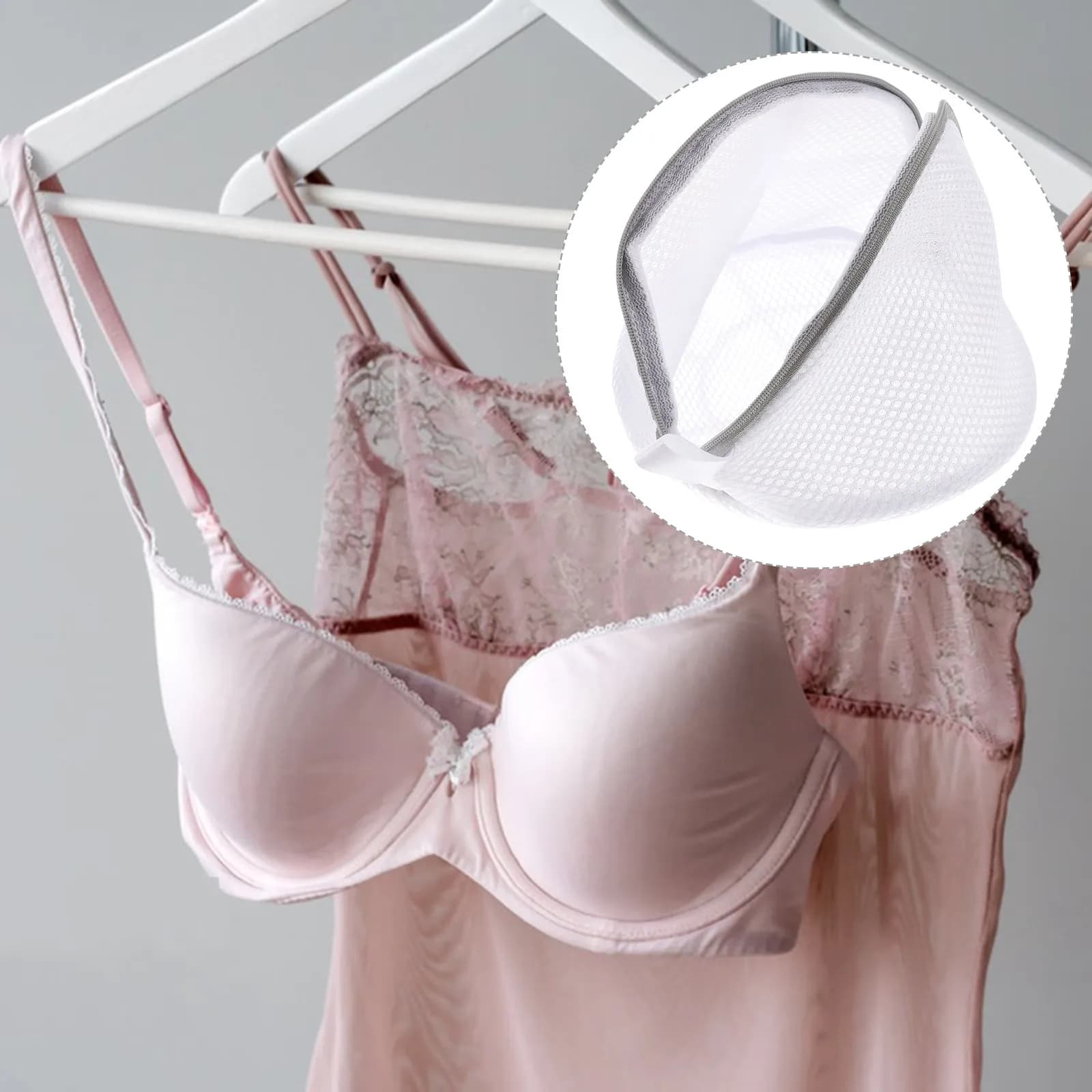 3Pcs Mesh Laundry Bag Bra Protector Wash Bag for Delicates Zipper Closure Polyester Material Gentle Machine Wash Safe Grey