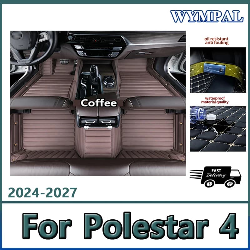 Tappetini per auto di lusso per Polestar 4 2024 2025 2026 2027 Tappetini di lusso in pelle Tappeti Set completo Accessori per interni auto