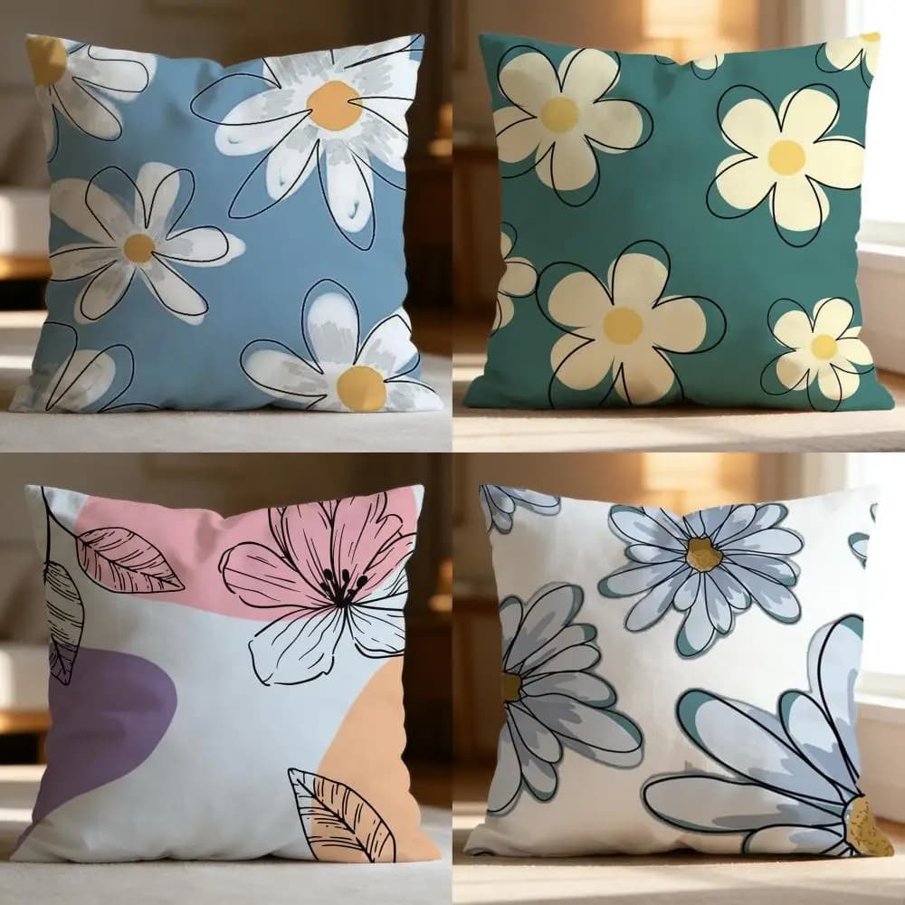 Fodera per cuscino Hot Line Flowers, morbida e lavabile, multiuso per divano, letto, viaggi e ufficio