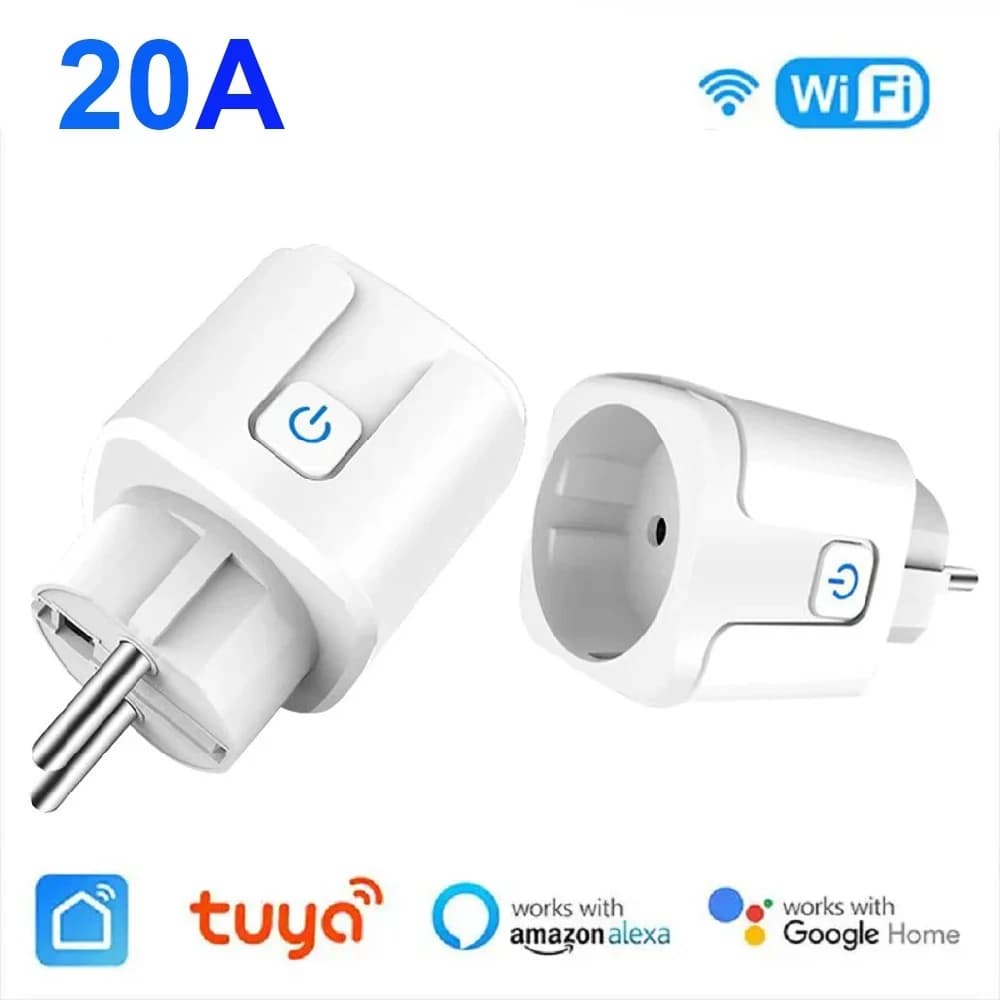 Tuya Smart Socket EU 20A Wifi Smart Plug without Power Monitoring APP Smart Life Remote Control Support Google Alexa