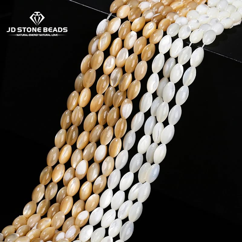 Perline a forma di riso con conchiglia bianca naturale 7 * 4mm distanziatore allentato madreperla per creazione di gioielli accessorio braccialetto collana fai da te