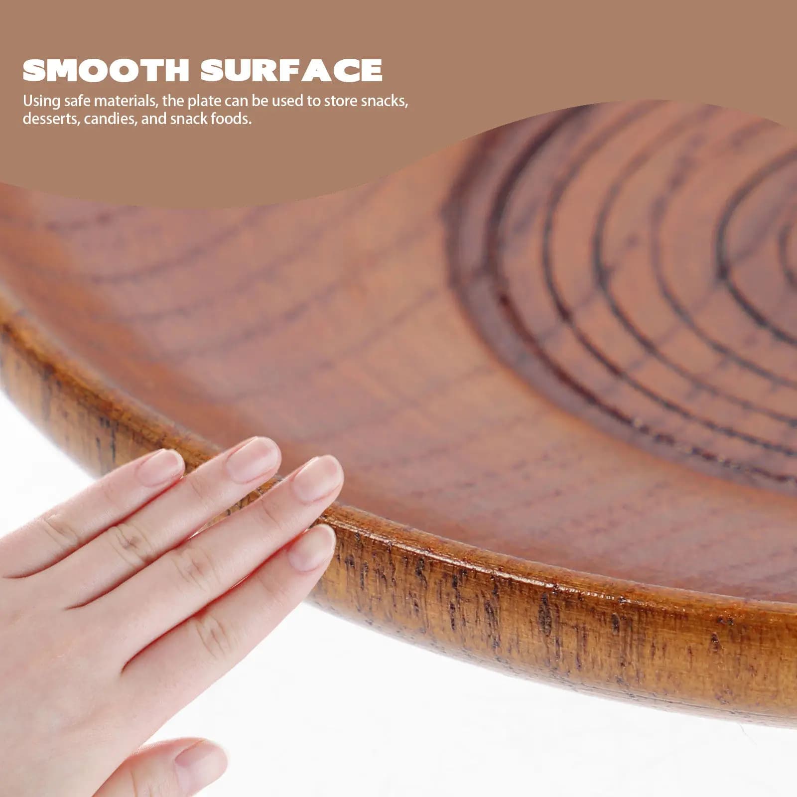 Solid Wood Round Serving Tray Natural Finish for Fruits Dried Fruit Candies Sweets Storage Home Kitchen Decorative Dessert Plate