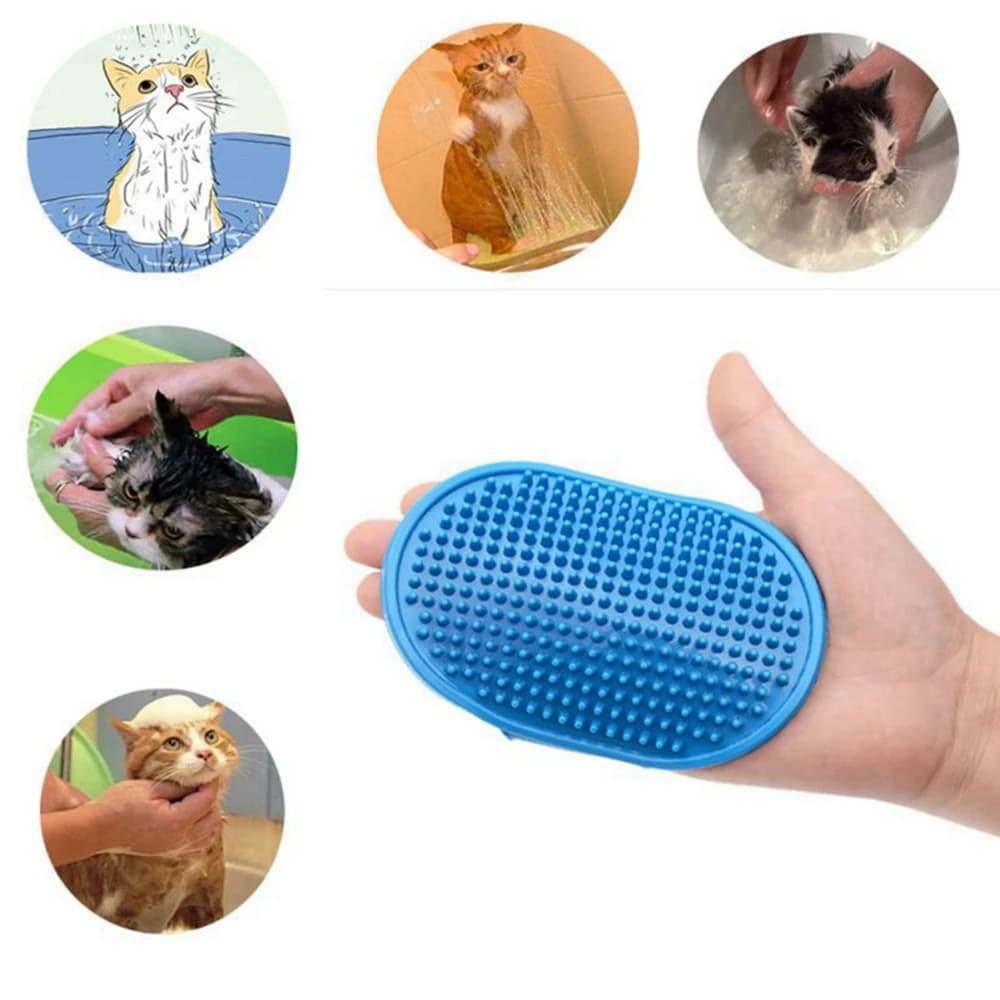 Spazzola per toelettatura cani, shampoo in morbido silicone, spazzole da bagno, pettine per massaggio, guanto per lavaggio animali domestici, 1 pezzo