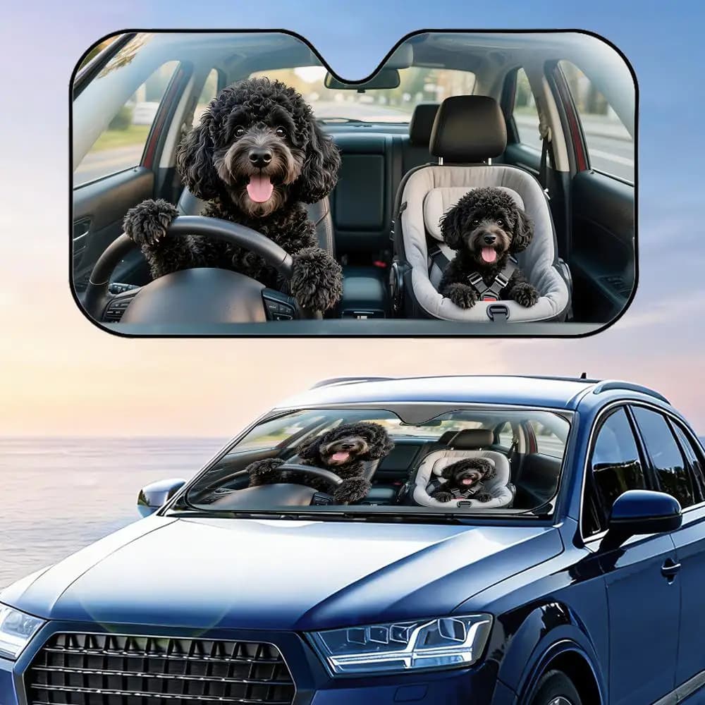 Divertente Parasole per Auto a Forma di Orsacchiotto Nero, Pieghevole, Universale, Protezione UV, Isolamento Termico, Copertura Richiudibile