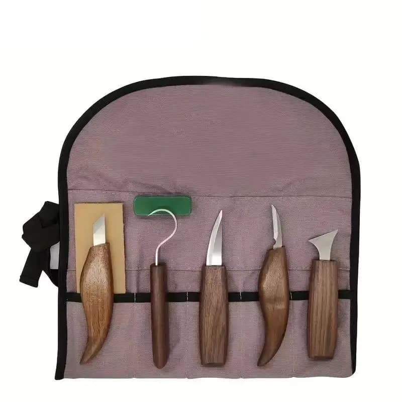 Set di 8 Utensili per Intaglio del Legno, Kit di Coltelli per Intaglio Manuale con Lima ad Ago, Set per Intaglio di Cucchiai in Legno per Principianti