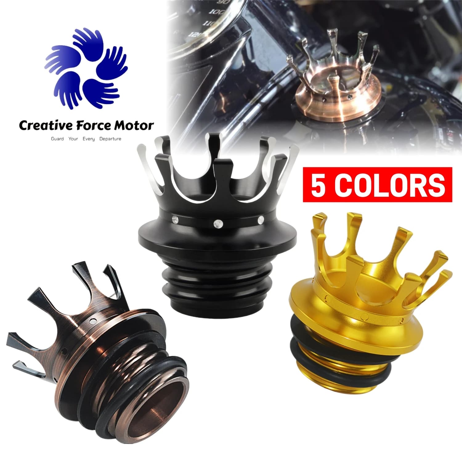 Right-hand Thread Gas Cap Motorcycles Crown Fuel Tank Cover CNC Oil Cap For Harley Road King Sportster 1200 883 Dyna FXD Softail