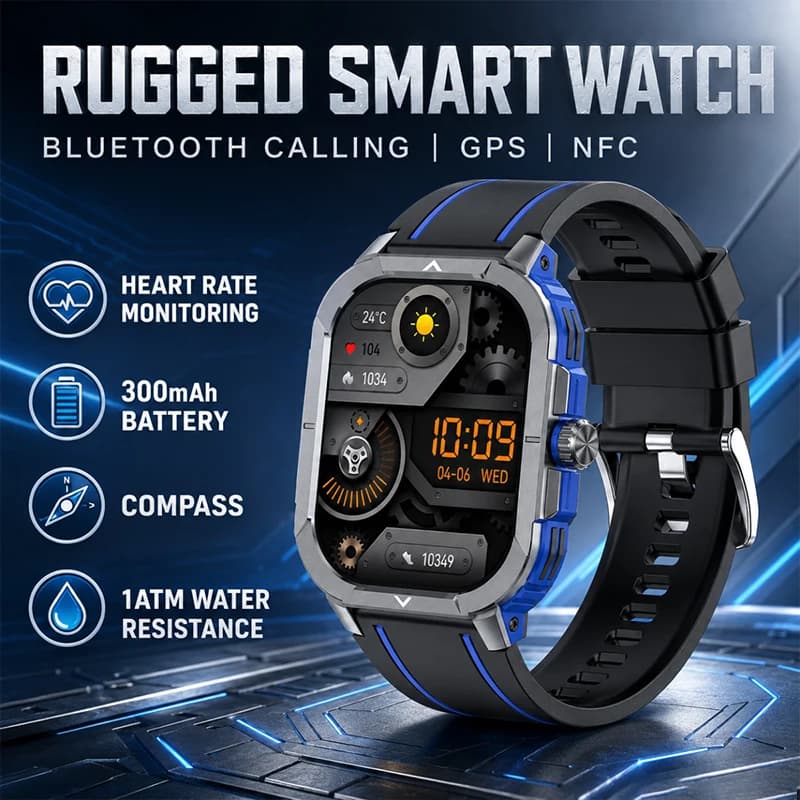 Smartwatch NFC 2026 con Schermo Touch AMOLED HD da 2,06 Pollici, Monitoraggio Frequenza Cardiaca, Chiamate BT, Impermeabile IP68 per Android iOS