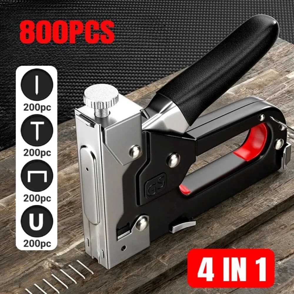 Kit Sparachiodi e Graffettatrice Manuale 4-in-1 Professionale con 800 Graffette per Legno, Mobili, Carpenteria e Fai-da-te