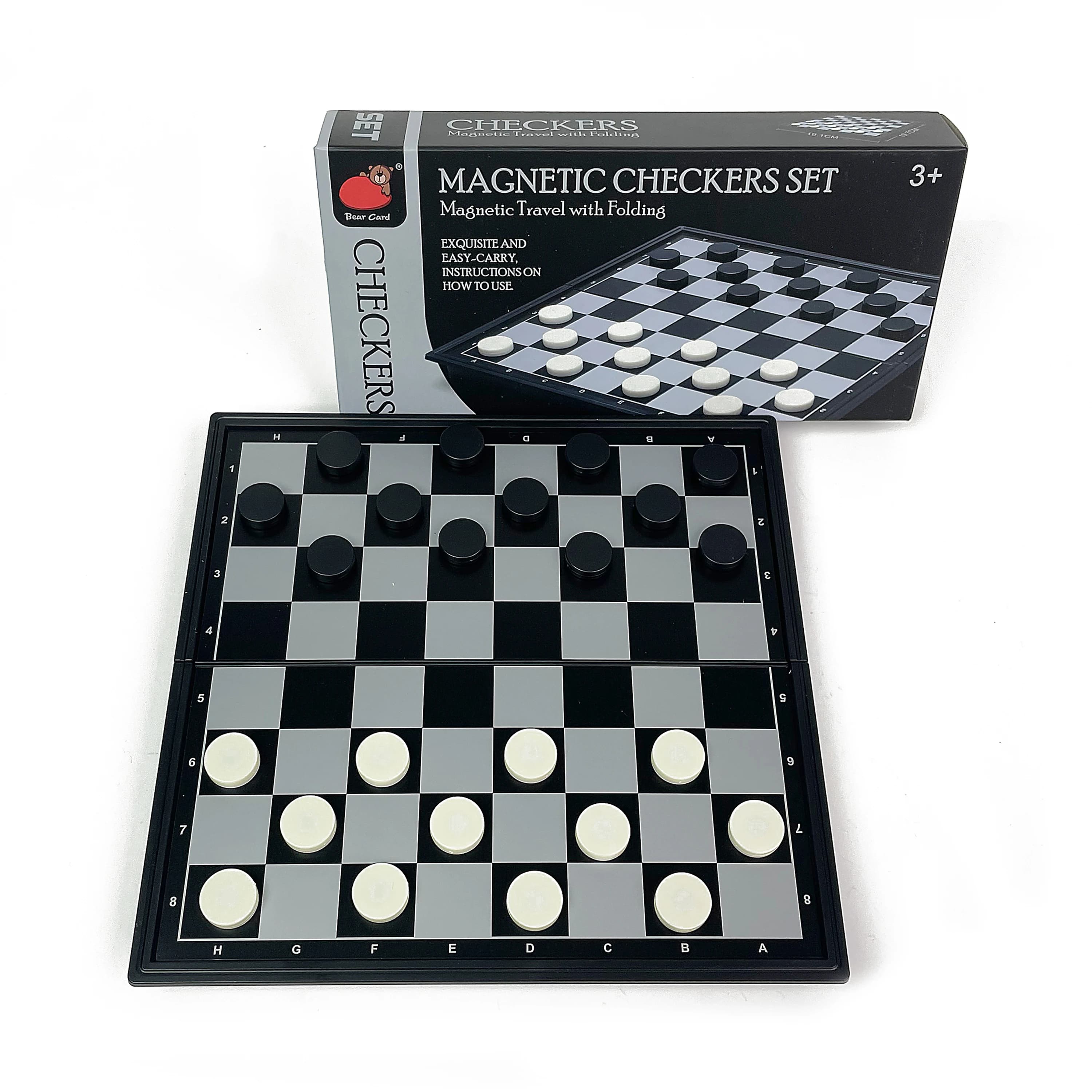 Scacchiera Magnetica Pieghevole a 64 Griglie, Gioco da Tavolo Portatile in Plastica, Set Strategico Classico per Viaggi e Attività all'Aperto