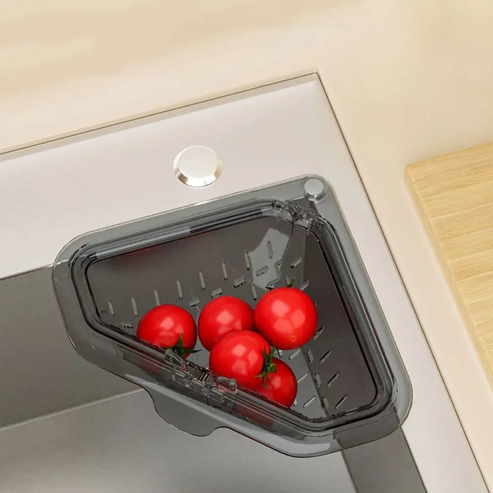 Cestello Filtro per Scarico Lavello Anti-perdita Separabile, Filtro Triangolare per Rifiuti Alimentari, Cestello con Fondo Apribile Rimovibile