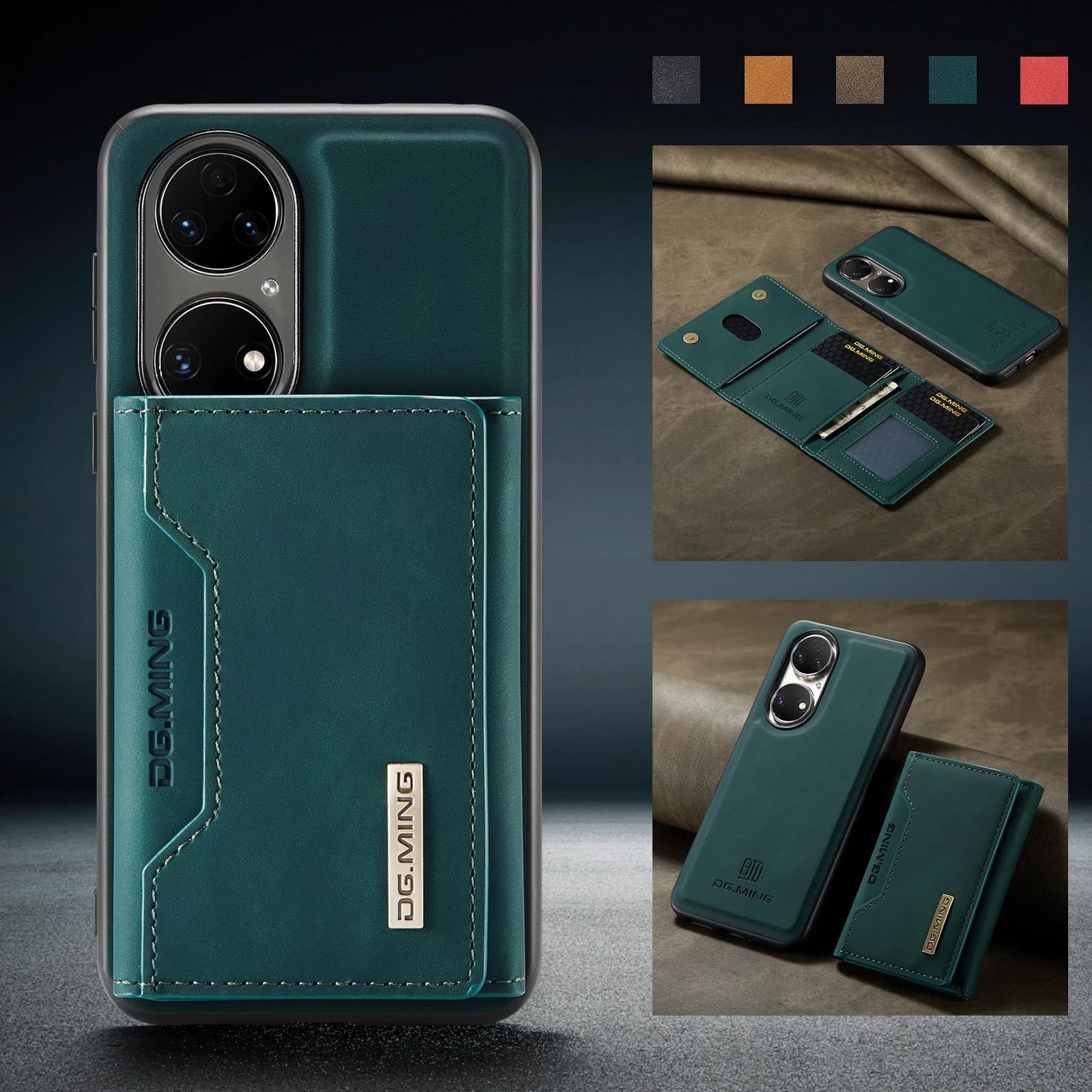 Adatto per Huawei P50 Pro custodia per cellulare portafoglio con slot per scheda magnetica 2in1p50 custodia protettiva porta carte staccabile business