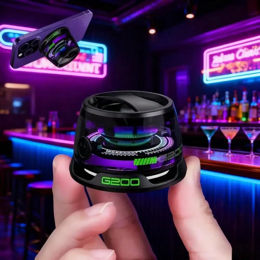Mini Bluetooth Speaker with RGB Light, Magnetic Design & Phone Stand Function, 5.1 Surround Sound, Dual Stereo Bass, HD Audio, Long Lasting Battery, Type-C Charging, Portable Wireless Audio for Travel, Home and Daily Use