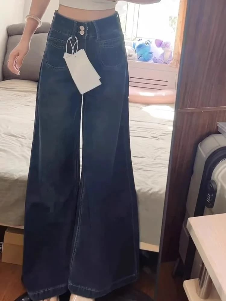 Women's wide leg jeans, strong sizes, new arrivals spring, wide fit boyfriend style, long life trousers slimming effect