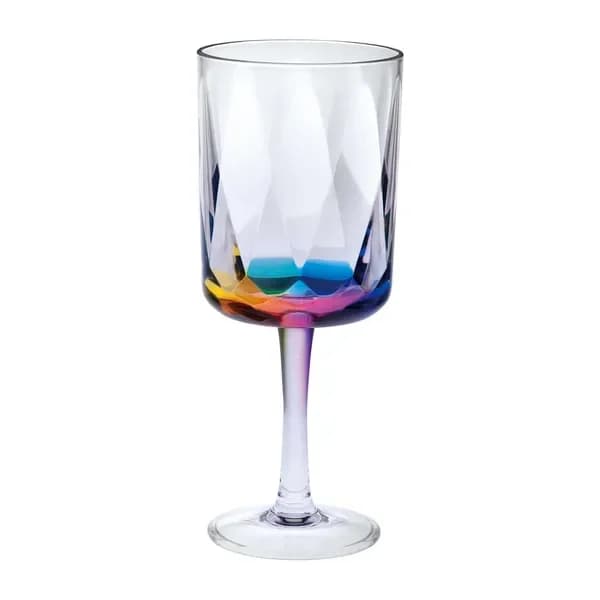 Set di 4 bicchieri da vino in acrilico Rainbow Diamond, senza BPA, infrangibili da 16 once