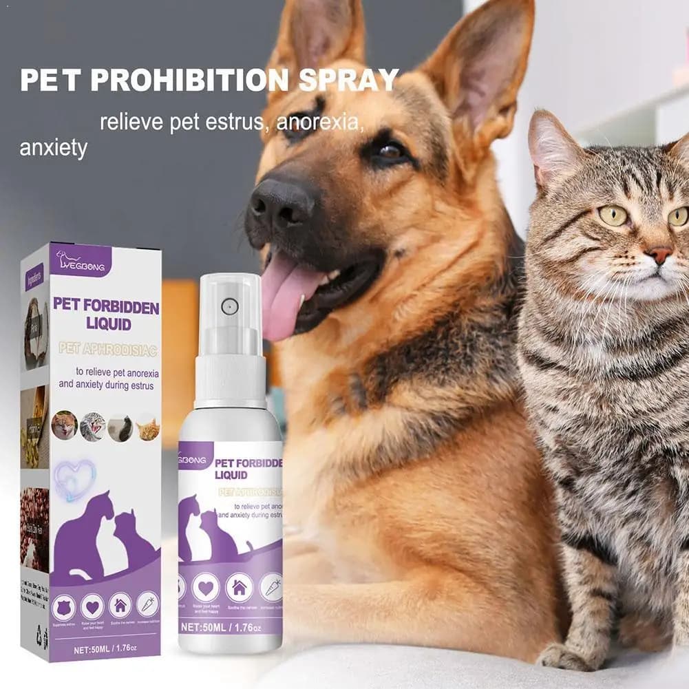 Spray Calmante per Animali Domestici 50ml, Riduce l'Ansia, Diffusore di Feromoni, Migliora l'Appetito, Spray Calmante per Cani e Gatti in Celo, Accessori per Animali