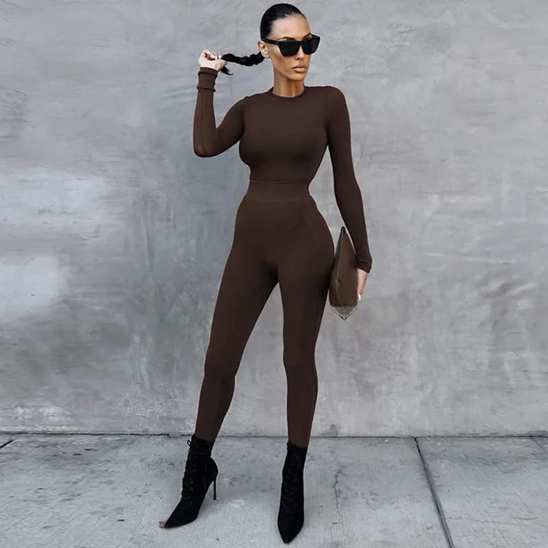 Spring and Autumn Pure Color Photography with Velvet Long Sleeve Jumpsuit Slim Fit Long Pants Set for Women