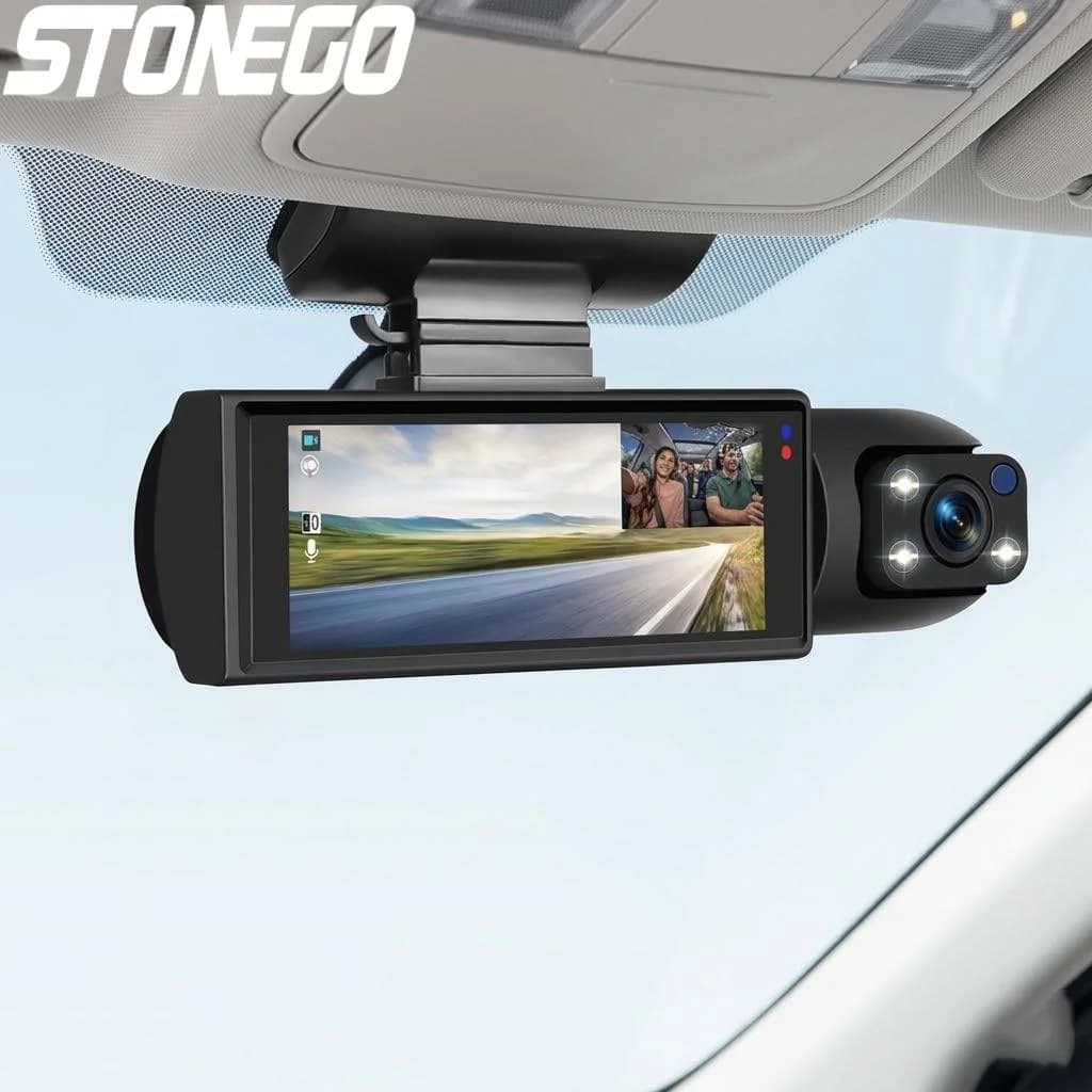HD 1080P double dashboard camera (front and rear) with night vision, G-Sensor and 3.16 inch screen for driving safety
