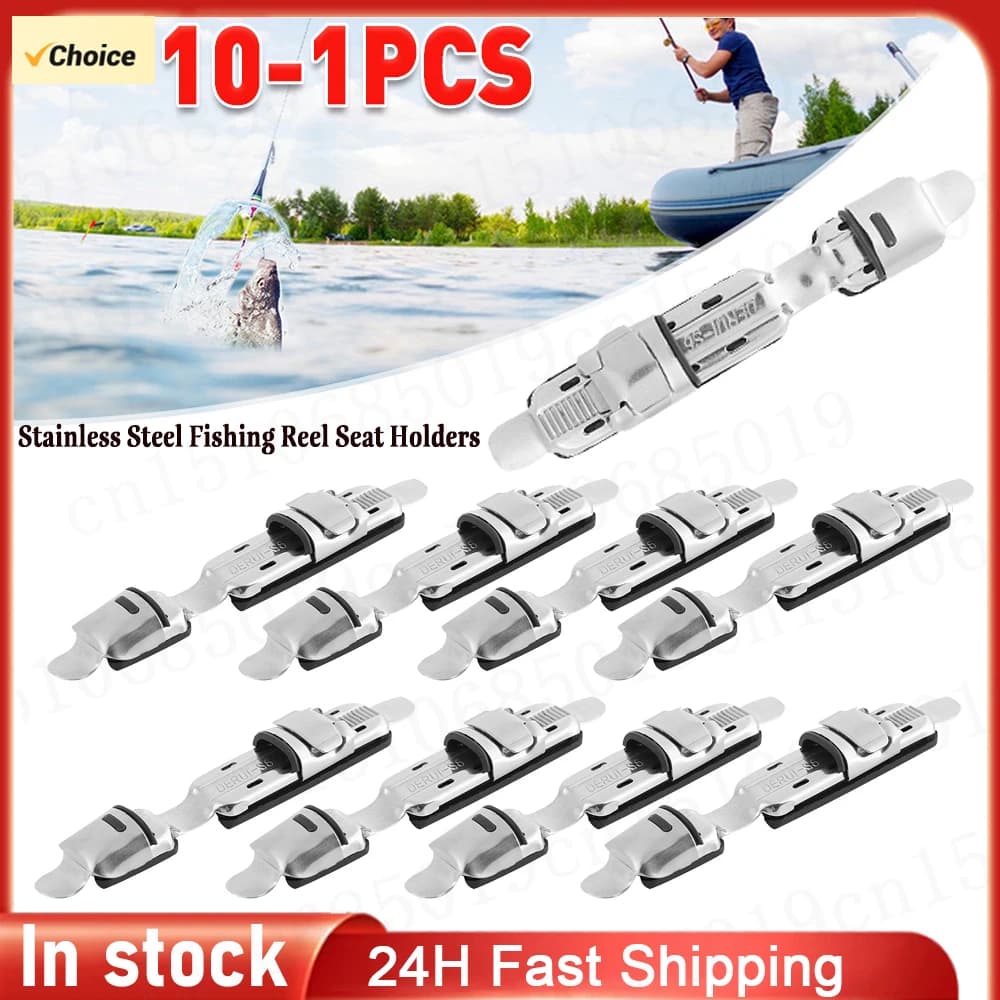 1-10 pezzi piastra regolabile porta mulinello porta mulinello da pesca in acciaio inossidabile per accessori per clip porta mulinello con manico per canna da pesca