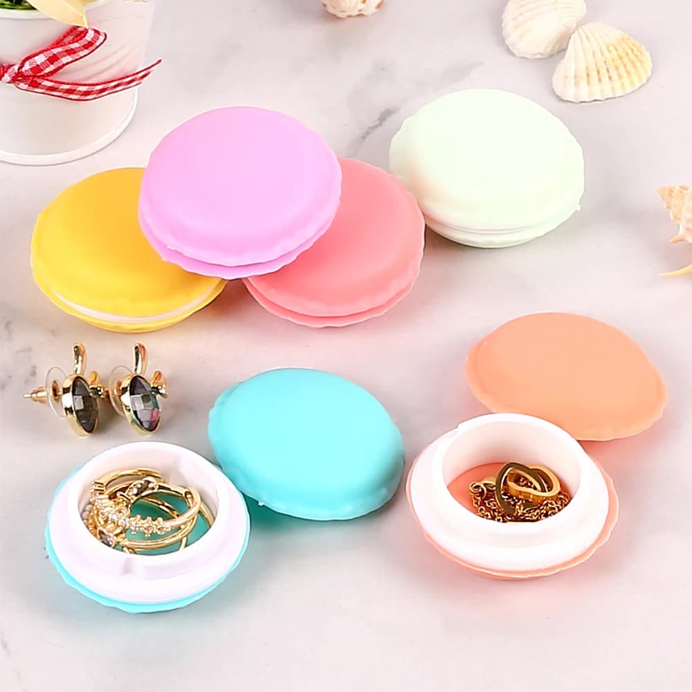 6 pezzi portagioie macaron 6 colori mini anelli orecchini scatola di immagazzinaggio custodia cosmetica da viaggio contenitore per pillole