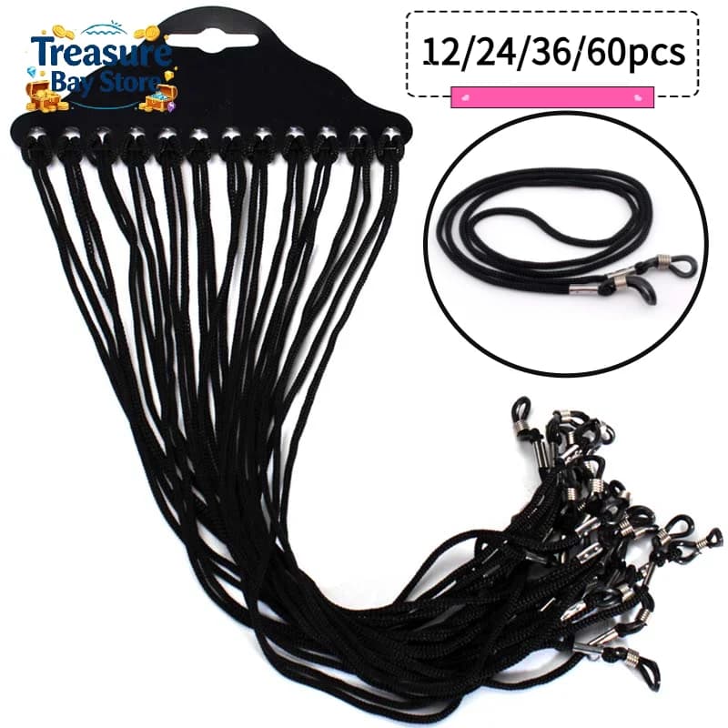 12/24/36/60pcs Eyeglass Cord Black Nylon Cord Eyeglass Holder Sunglass Eyewear Glasses Neck String Strap