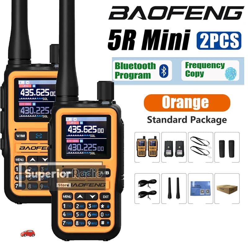 Baofeng UV-5R Mini Walkie Talkie Arancione BF-5R Mini Radio Programmazione Bluetooth Ad Alta Potenza Regolabile di Piccole Dimensioni Frequenza Copia 5W