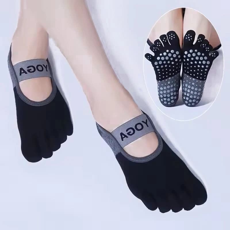 1 pair of breathable yoga socks silicone non-slip fitness socks five finger sports socks cotton fitness socks for ballet pilates