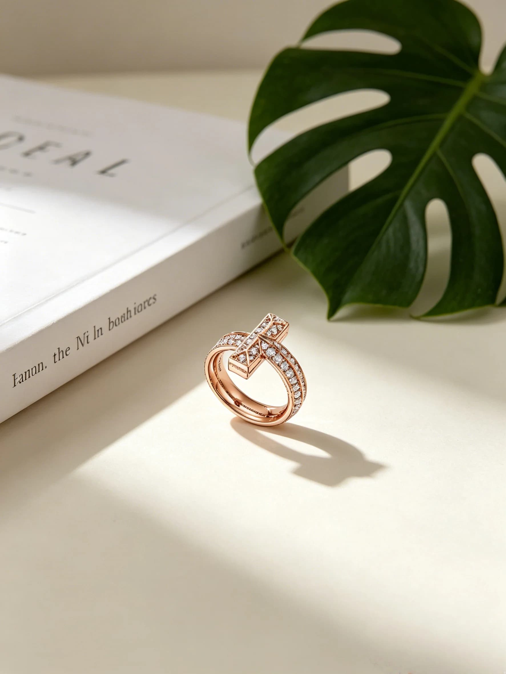 2026 New Light Luxury T-shaped Ring 3D T-shape Design Full Diamond Pave Setting Niche High-end Versatile Comm Ring 07