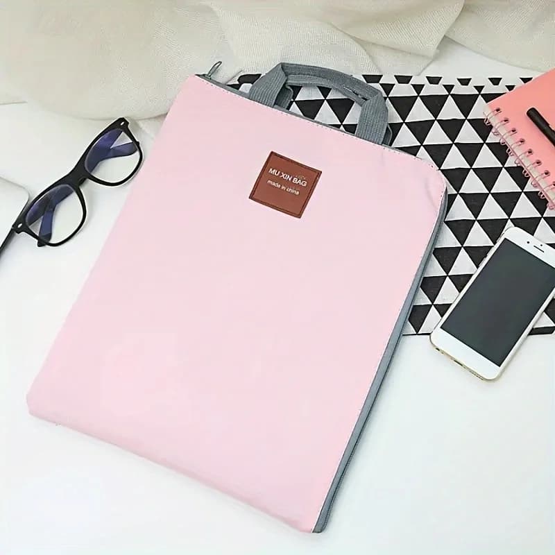 Portable A4 Zipper Document Bag Oxford Fabric File Folder Handheld Paper Organizer for Office Business Travel